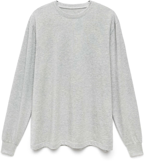 Am image of a Custom Original Favorites American Grown Supima 100 Percent Cotton 6oz Long Sleeve T Shirt in Heather Grey!