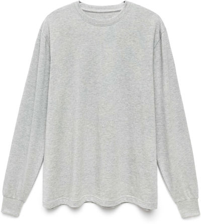 Am image of a Custom Original Favorites American Grown Supima 100 Percent Cotton 6oz Long Sleeve T Shirt in Heather Grey!