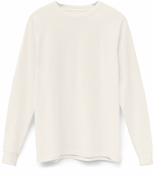 Am image of a Custom Original Favorites American Grown Supima 100 Percent Cotton 6oz Long Sleeve T Shirt in Natural!