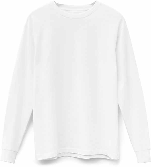 Am image of a Custom Original Favorites American Grown Supima 100 Percent Cotton 6oz Long Sleeve T Shirt in White!