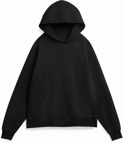 Am image of a Custom Original Favorites Mineral Ultra Heavyweight Organic French Terry Hood in Black!