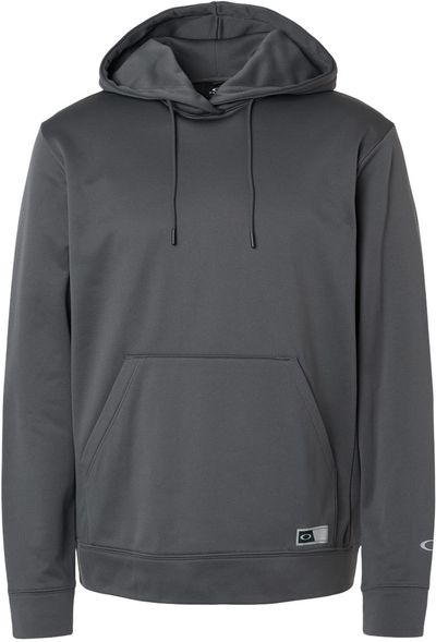Am image of a Custom Oakley Team Issue Hydrolix Hooded Sweatshirt in Forged Iron!