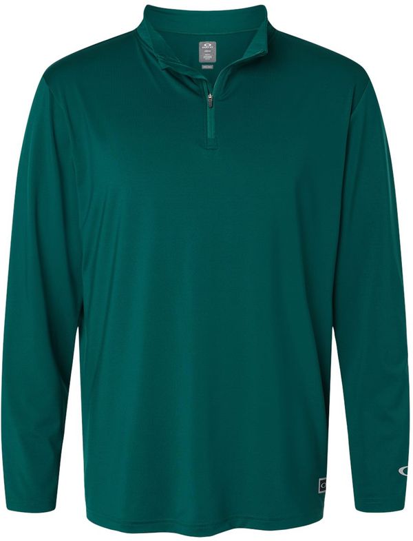 Am image of a Custom Oakley Team Issue Podium Quarter Zip Pullover in Team Fir!