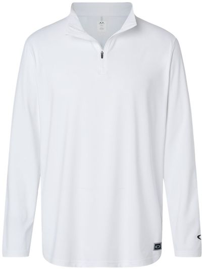Am image of a Custom Oakley Team Issue Podium Quarter Zip Pullover in White!