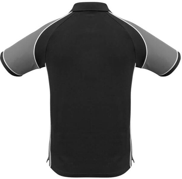 Am image of a Custom Biz Collection Mens Nitro Polo in Black/Grey/White!