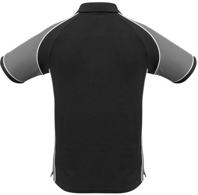 Am image of a Custom Biz Collection Mens Nitro Polo in Black/Grey/White!