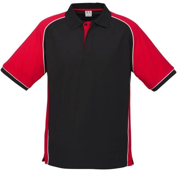 Biz Collection Mens Nitro Polo in Black/Red/White