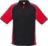 Am image of a Custom Biz Collection Mens Nitro Polo in Black/Red/White!