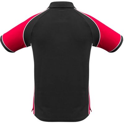 Am image of a Custom Biz Collection Mens Nitro Polo in Black/Red/White!