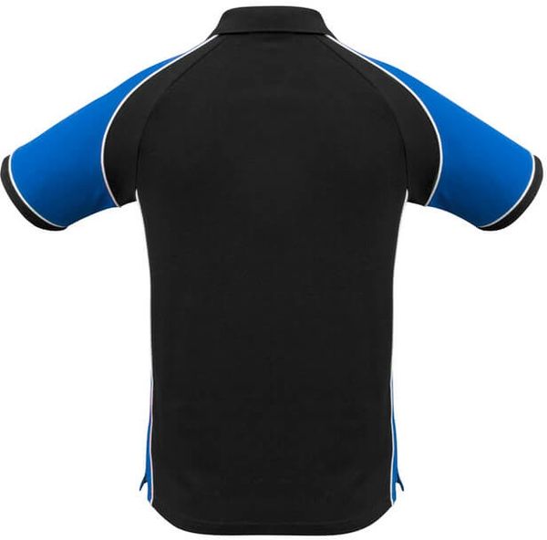 Am image of a Custom Biz Collection Mens Nitro Polo in Black/Royal/White!