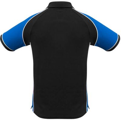 Am image of a Custom Biz Collection Mens Nitro Polo in Black/Royal/White!