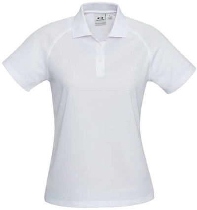 Am image of a Custom Biz Collection Ladies Sprint Polo in White!