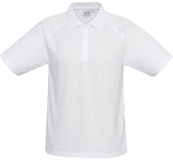 Am image of a Custom Biz Collection Kids Sprint Polo in White!