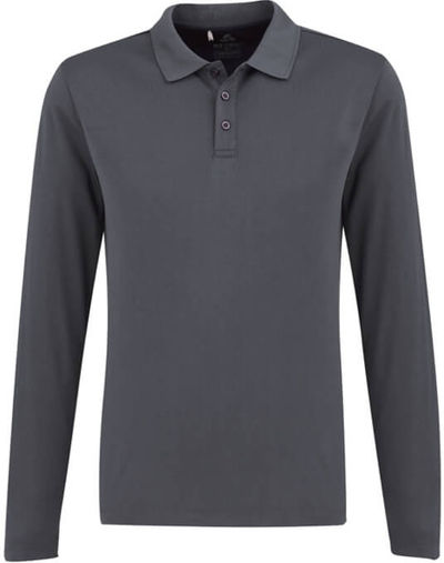 Am image of a Custom Biz Collection Mens Ace Long Sleeve Polo in Grey!