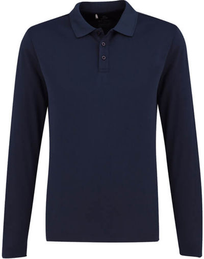 Am image of a Custom Biz Collection Mens Ace Long Sleeve Polo in Navy!