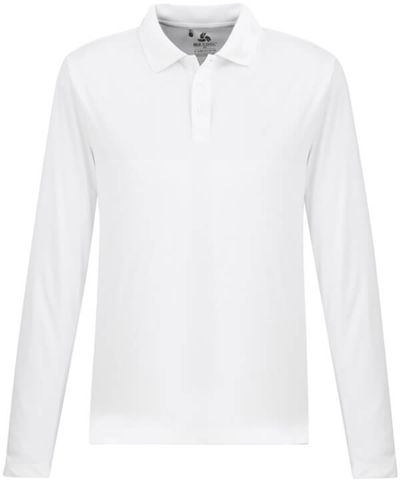 Am image of a Custom Biz Collection Mens Ace Long Sleeve Polo in White!