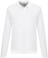 Am image of a Custom Biz Collection Mens Ace Long Sleeve Polo in White!