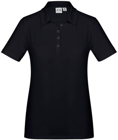 Am image of a Custom Biz Collection Ladies Aero Polo in Solid Black!