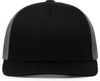 Am image of a Custom Pacific Headwear Trucker Snapback Hat in BLACK/ GRAPHITE!