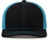 Am image of a Custom Pacific Headwear Trucker Snapback Hat in BLACK/ NEON BLUE!