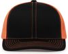 Am image of a Custom Pacific Headwear Trucker Snapback Hat in BLACK/ NEON ORNG!