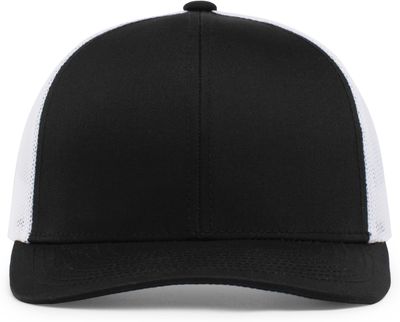 Am image of a Custom Pacific Headwear Trucker Snapback Hat in BLACK/ WHITE!