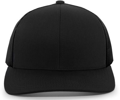 Am image of a Custom Pacific Headwear Trucker Snapback Hat in BLACK!