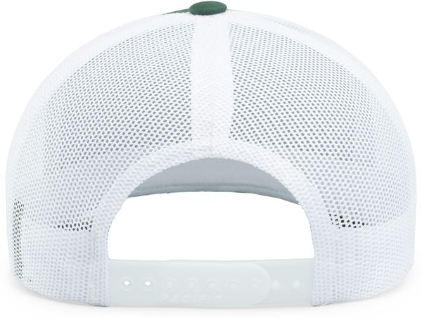 An image of a Custom Pacific Headwear Trucker Snapback Hat in DARK GREEN/ WHT!