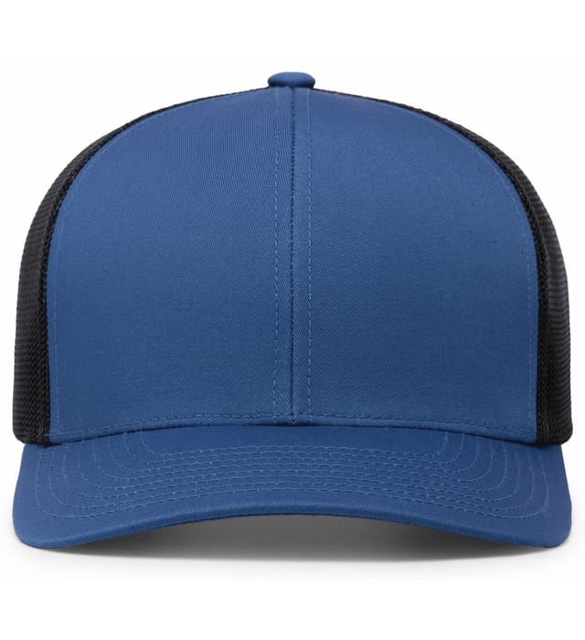 Pacific Headwear Trucker Snapback Hat in OCEAN BLUE/ CHAR
