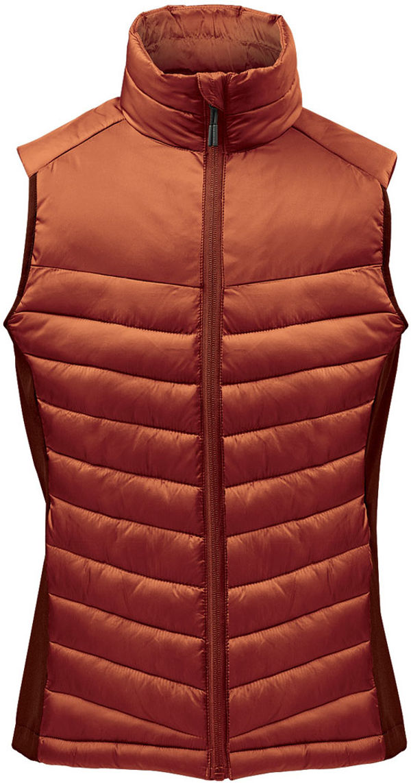 Am image of a Custom Stormtech Womens Montserrat Thermal Vest in Rust!