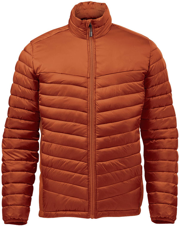 Am image of a Custom Stormtech Mens Montserrat Thermal Jacket in Rust!