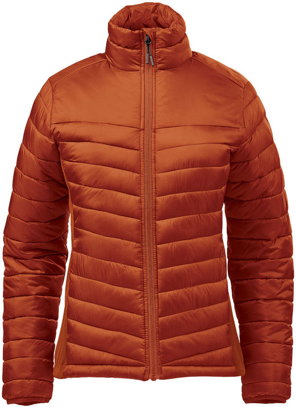 Am image of a Custom Stormtech Womens Montserrat Thermal Jacket in Rust!
