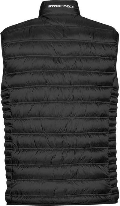 Am image of a Custom Stormtech Mens Basecamp Thermal Vest in BLACK!