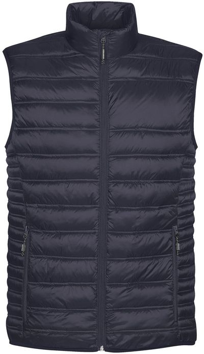 Am image of a Custom Stormtech Mens Basecamp Thermal Vest in NAVY!