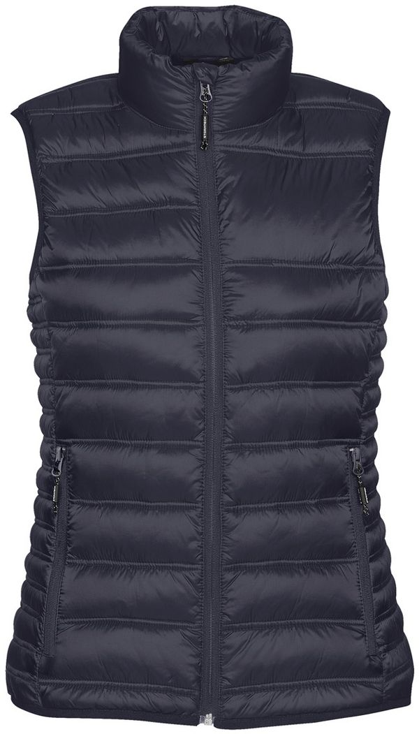 Am image of a Custom STORMTECH WOMENS BASECAMP THERMAL VEST in NAVY!