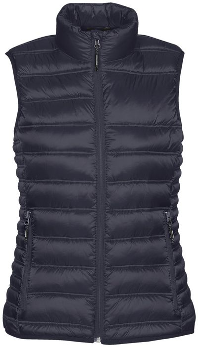 Am image of a Custom STORMTECH WOMENS BASECAMP THERMAL VEST in NAVY!