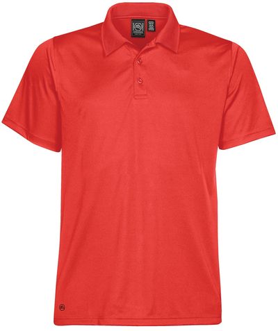 Am image of a Custom STORMTECH MENS ECLIPSE H2X DRY PIQUE POLO in BRIGHT RED!
