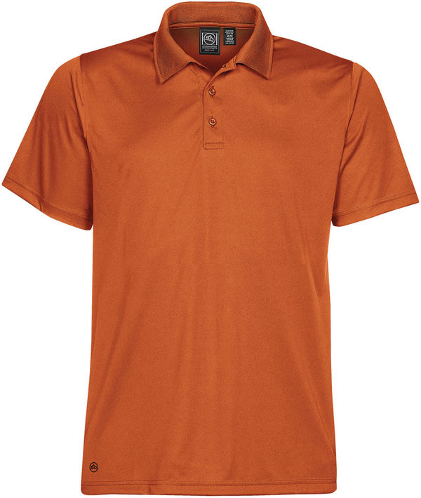 Am image of a Custom STORMTECH MENS ECLIPSE H2X DRY PIQUE POLO in Rust!
