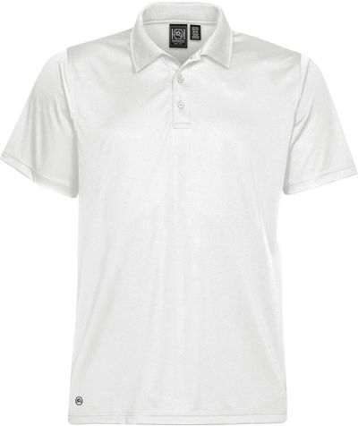 Am image of a Custom STORMTECH MENS ECLIPSE H2X DRY PIQUE POLO in WHITE!