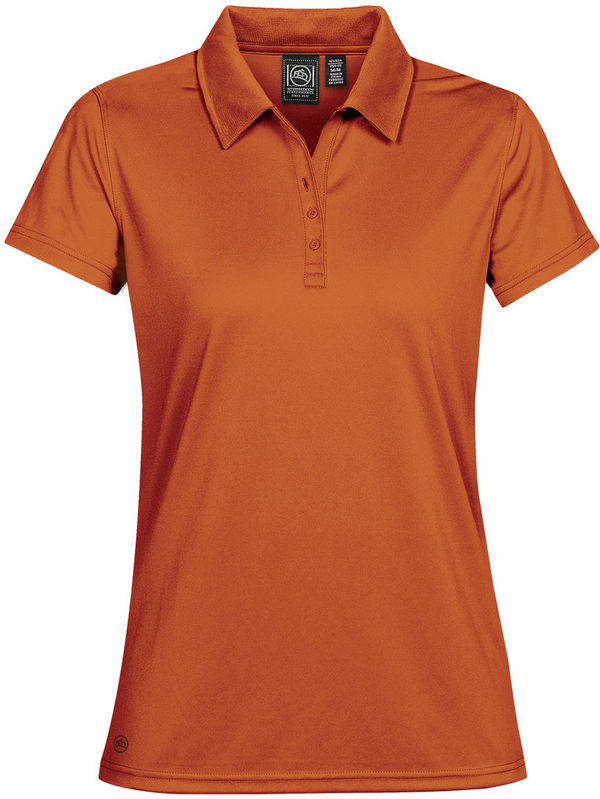 Am image of a Custom STORMTECH WOMENS ECLIPSE H2X DRY PIQUE POLO in Rust!