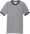 An image of a Custom Port & Co Core Cotton Ringer Tee in Athletic Heather/Jet Black!