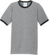 An image of a Custom Port & Co Core Cotton Ringer Tee in Athletic Heather/Jet Black!