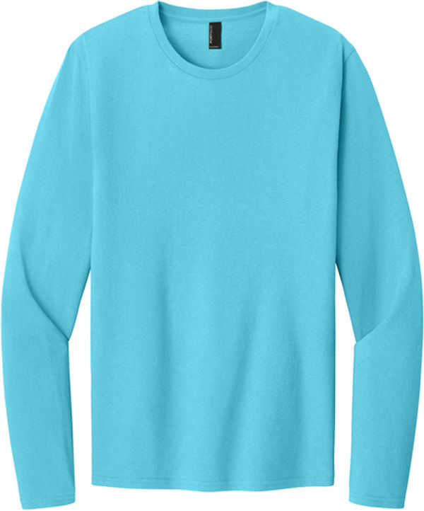 An image of a Custom Port & Co Easy Cotton Long Sleeve Tee in Aquatic Blue!