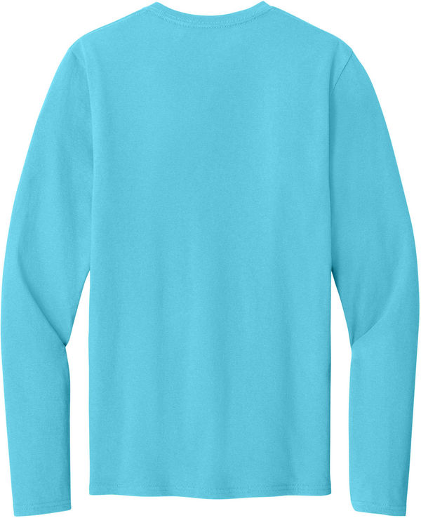 An image of a Custom Port & Co Easy Cotton Long Sleeve Tee in Aquatic Blue!
