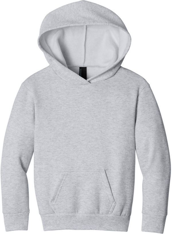An image of a Custom Port & Co Youth Easy Fleece Pullover Hooded Sweatshirt in Ash!