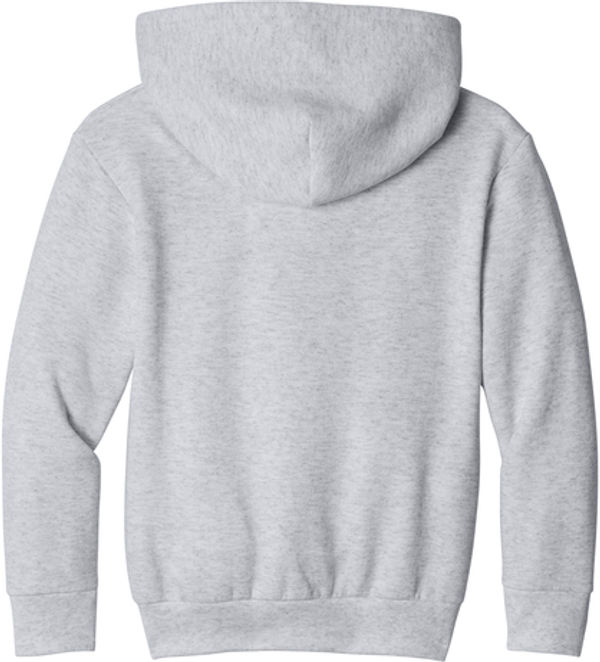 An image of a Custom Port & Co Youth Easy Fleece Pullover Hooded Sweatshirt in Ash!