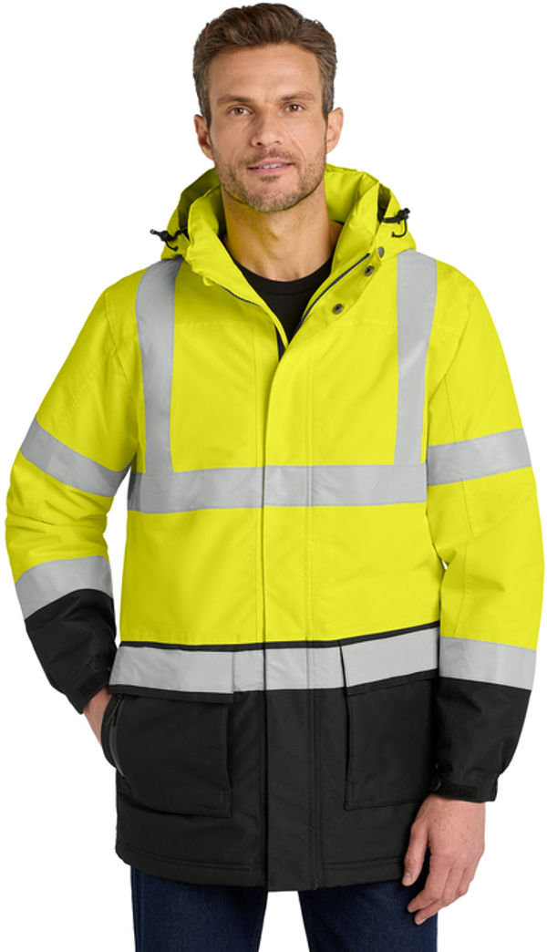 An image of a Custom Port Authority ANSI 107 Class 3 Safety Heavyweight Parka!