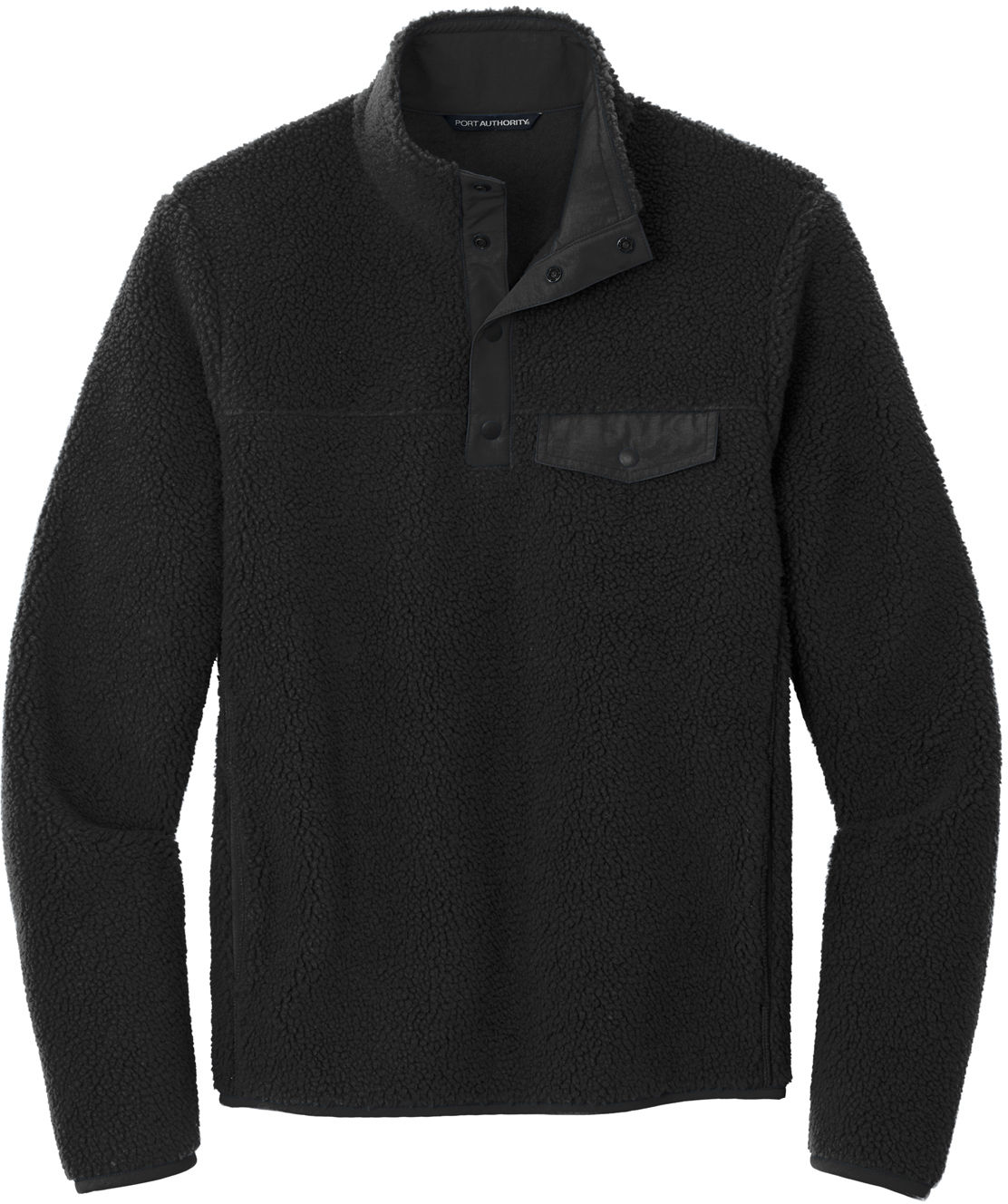 Port Authority Camp Fleece Snap Pullover in Deep Black