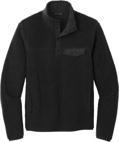 Am image of a Custom Port Authority Camp Fleece Snap Pullover in Deep Black!