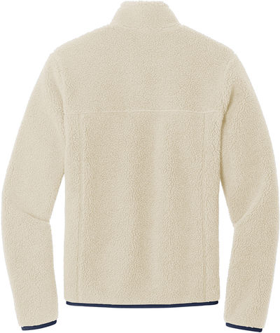 Am image of a Custom Port Authority Camp Fleece Snap Pullover in Oat/Dress Blue Navy!
